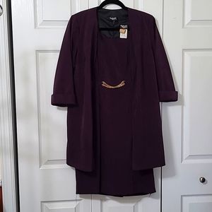 Helene Blake Deep Purple Dress & Blazer Jacket Set, 6 Petite, soft fabric, EUC
